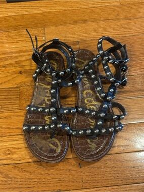 Sam Edelman Black Studded Strappy Gladiator Sandals